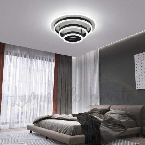 Plafoniera LED 168W Minimalist 3 Black, LED inclus, 4 surse de iluminare, Telecomanda, Lumina: Cald,