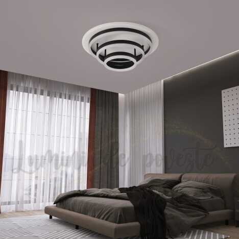 Plafoniera LED 168W Minimalist 3 Black, LED inclus, 4 surse de iluminare, Telecomanda, Lumina: Cald,